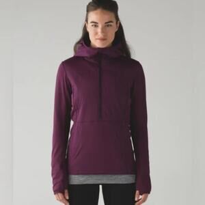 Lululemon Run for Cold Lightweight Puffy Half Zip Jacket Hood in Plum Purple 4